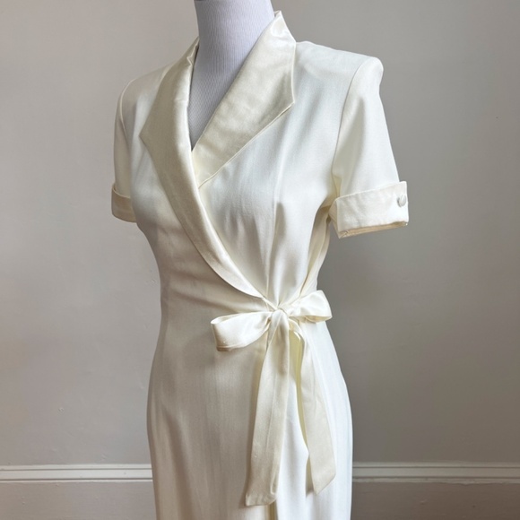 Vintage NWT Renzo Armoni Made in USA Wrap Off White Pearl Wedding Dress Gown 10P - Picture 5 of 13